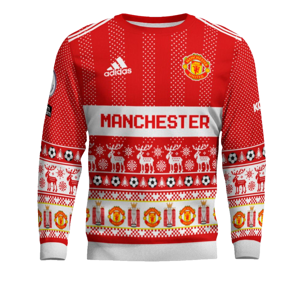 Custom Name and Number Manchester United Ugly Christmas Sweater 2025 – Moonbestprint