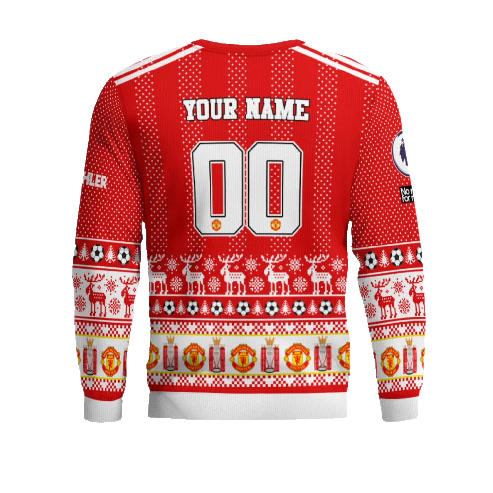 Custom Name and Number Manchester United Ugly Christmas Sweater 2025 – Moonbestprint