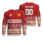 Custom Name and Number Manchester United Ugly Christmas Sweater 2025 – Moonbestprint
