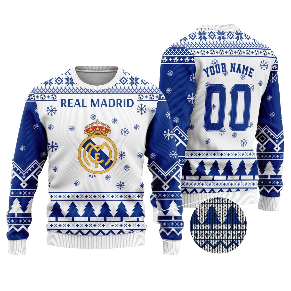Custom Name And Number Real Madrid Ugly Christmas Sweater 2025 – Moonbestprint