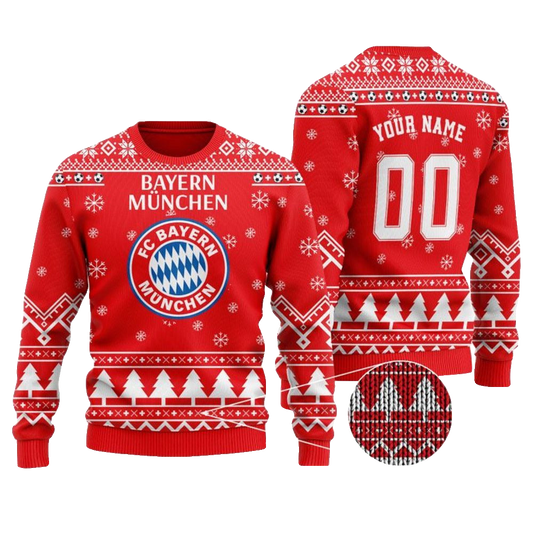 Custom Name & Number Bayern Munich Ugly Christmas Sweater 2025 – Moonbestprint