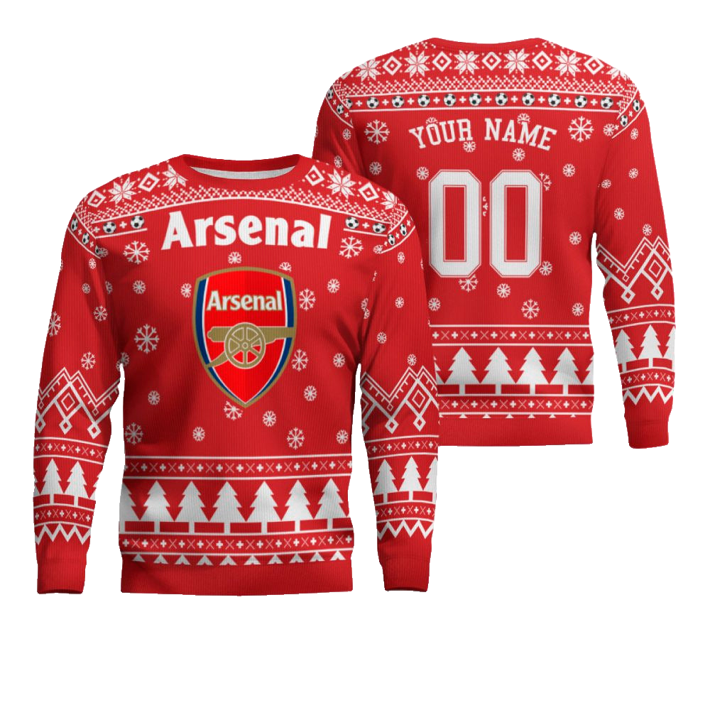Custom Name & Number Arsenal Football Club Ugly Christmas Sweater 2025 – Moonbestprint