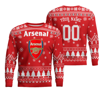 Custom Name & Number Arsenal Football Club Ugly Christmas Sweater 2025 – Moonbestprint