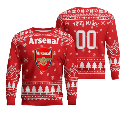 Custom Name & Number Arsenal Football Club Ugly Christmas Sweater 2025 – Moonbestprint