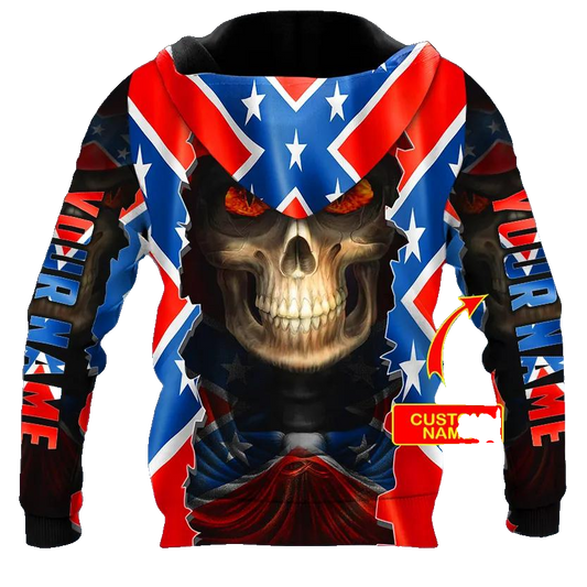 CSA Flag Glowing Eyes Skull Custom 3D All Over Print Hoodie -Moonbestprint