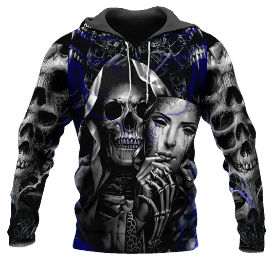 Creepy Grim Reaper With Mask Skull 3D All Over Print Hoodie -Moonbestprint