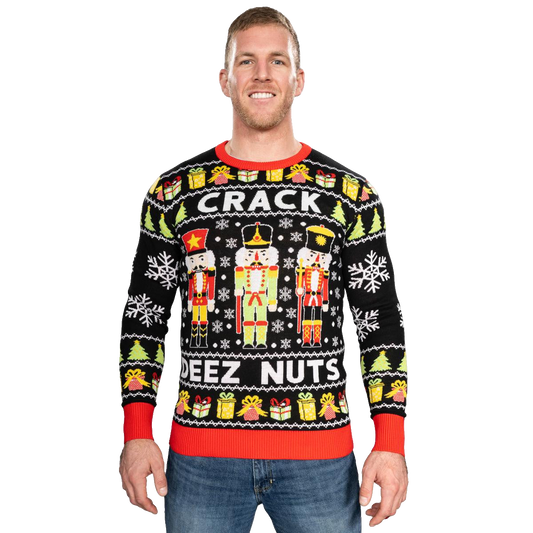 Crack Deez Nuts Nutcracker Santa Knitted Ugly Christmas Sweater – Moonbestprint