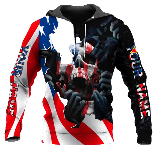 Corpses Hands American Flag Skull Custom 3D All Over Print Hoodie -Moonbestprint