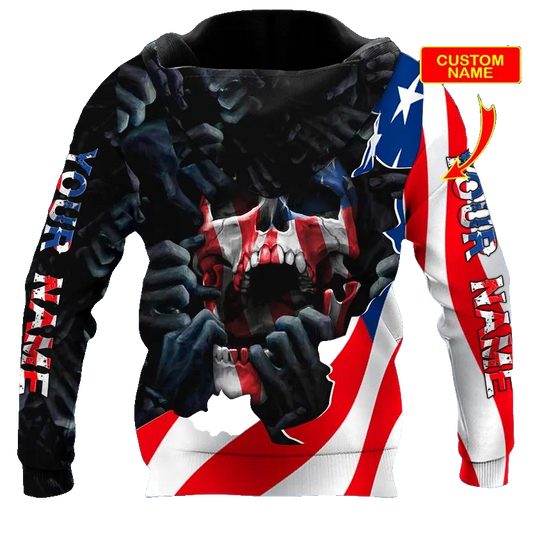 Corpses Hands American Flag Skull Custom 3D All Over Print Hoodie -Moonbestprint