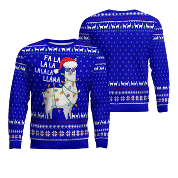 Cool Llama Ugly Christmas Sweater Green Blue – Moonbestprint