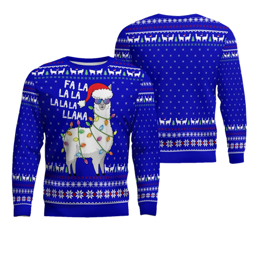 Cool Llama Ugly Christmas Sweater Green Blue – Moonbestprint
