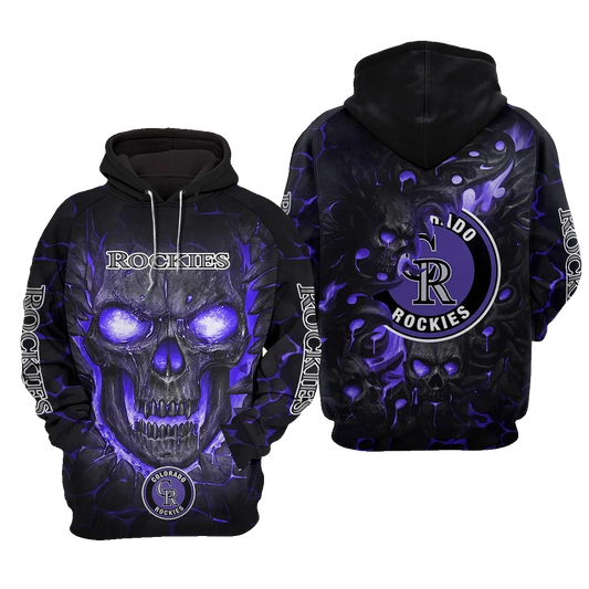 Colorado Rockies Lava Skull 3D MLB All Over Print Hoodie -Moonbestprint