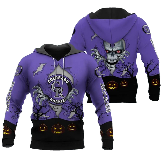 Colorado Rockies Halloween 3D MLB All Over Print Hoodie -Moonbestprint