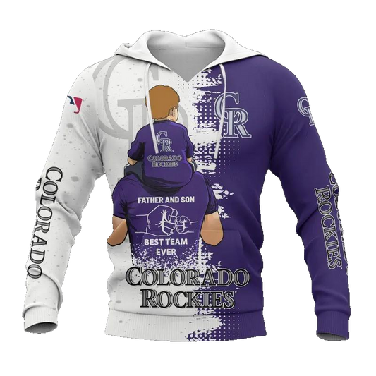 Colorado Rockies Dad And Son MLB All Over Print Hoodie -Moonbestprint