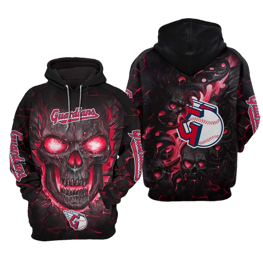 Cleveland Guardians Lava Skull 3D MLB All Over Print Hoodie -Moonbestprint