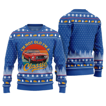 Classic Car I'm Not Old, I'm a Classic Ugly Christmas Sweater Blue – Moonbestprint