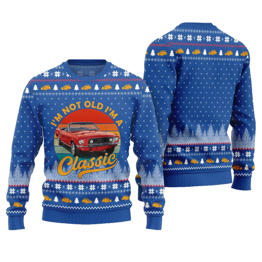 Classic Car I'm Not Old, I'm a Classic Ugly Christmas Sweater Blue – Moonbestprint