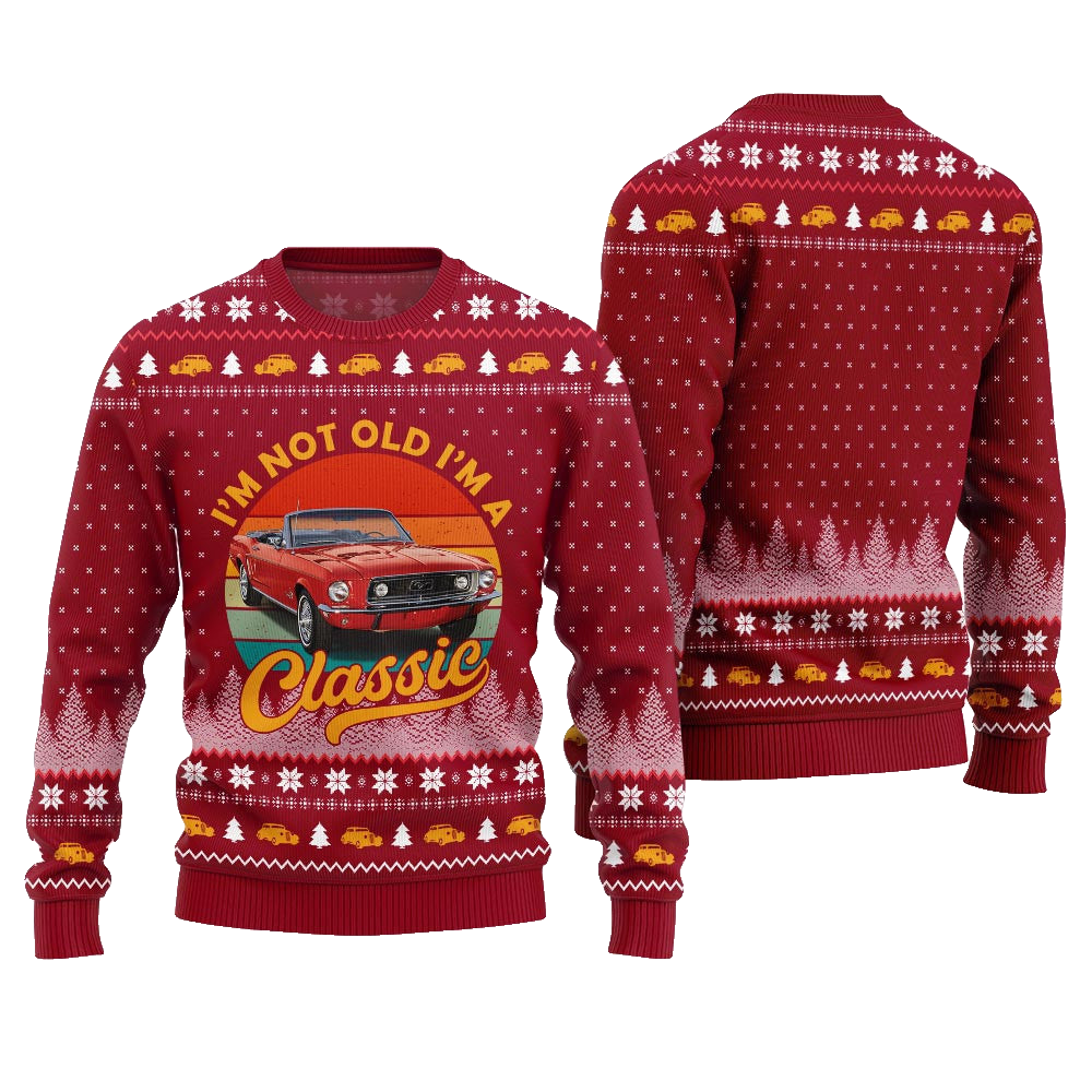 Classic Car I'm Not Old, I'm a Classic Ugly Christmas Sweater Red – Moonbestprint