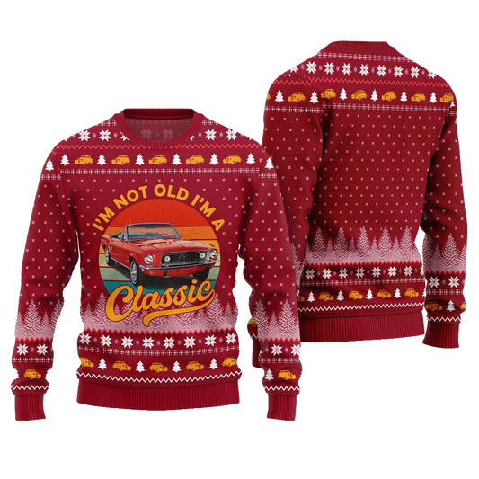 Classic Car I'm Not Old, I'm a Classic Ugly Christmas Sweater Red – Moonbestprint