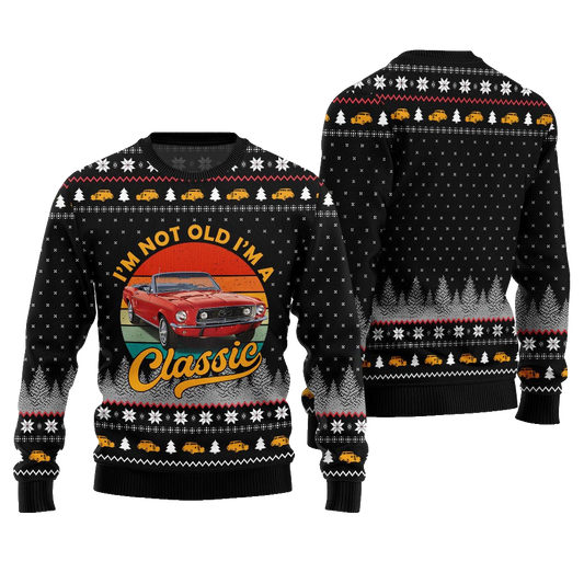 Classic Car I'm Not Old, I'm a Classic Ugly Christmas Sweater Black – Moonbestprint