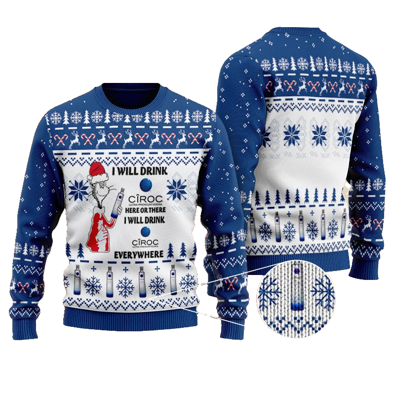 Ciroc Cat Hat Will Drink Everywhere Ugly Sweater – Moonbestprint