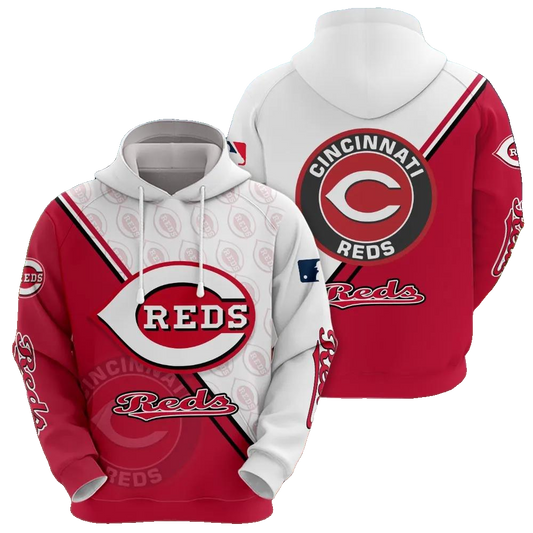 Cincinnati Reds Logo 3D MLB All Over Print Hoodie -Moonbestprint