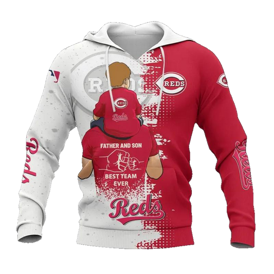 Cincinnati Reds Dad And Son MLB All Over Print Hoodie -Moonbestprint