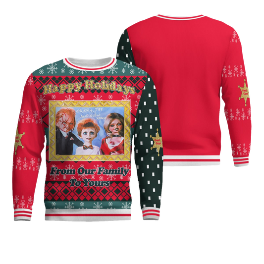 Chucky Happy Holidays From Our Family to Yours Ugly Sweater 2025 – Moonbestprint