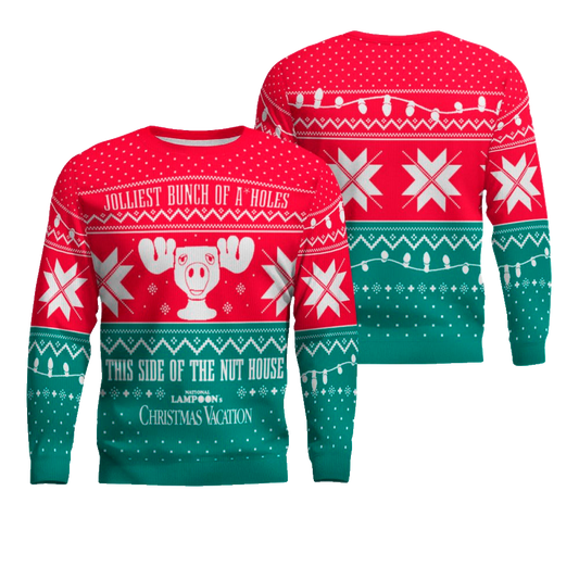 Christmas Vacation Jolliest Bunch of A*Holes Red and Green Ugly Christmas Sweater – Moonbestprint