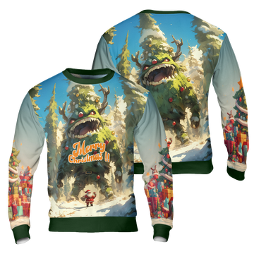 Christmas Tree Monster Ugly Sweater, Santa Merry Christmas Sweater – Moonbestprint