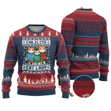 Childless Cat Lady Ugly Christmas Sweater - Moonbestprint