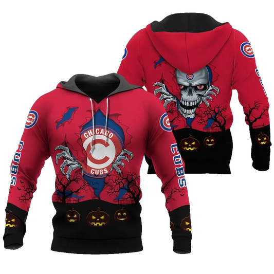 Chicago Cubs Halloween 3D MLB All Over Print Hoodie -Moonbestprint