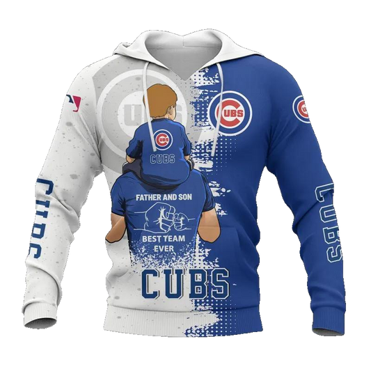 Chicago Cubs Dad And Son MLB All Over Print Hoodie -Moonbestprint