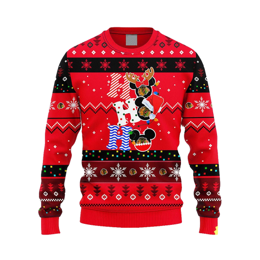 Chicago Blackhawks Mickey Ho Ho Ho Ugly Christmas Sweater – Moonbestprint