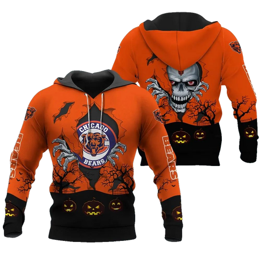 Chicago Bears Halloween 3D NFL All Over Print Hoodie -Moonbestprint