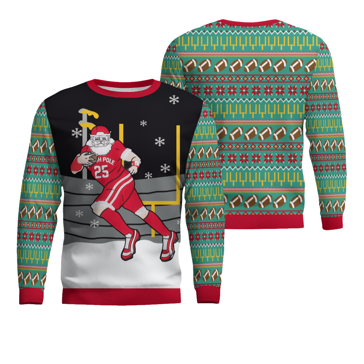 Celebrate Football Santa Ugly Christmas Sweater – Moonbestprint