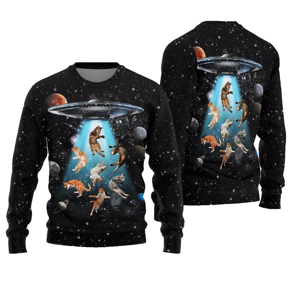 Cats in Space Ugly Christmas Sweater - Moonbestprint
