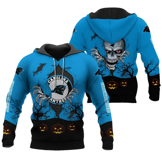 Carolina Panthers Halloween 3D NFL All Over Print Hoodie -Moonbestprint