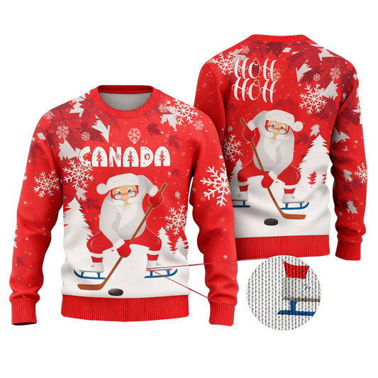 Canada Santa Play Hockey Ugly Christmas Sweater 2025 – Moonbestprint
