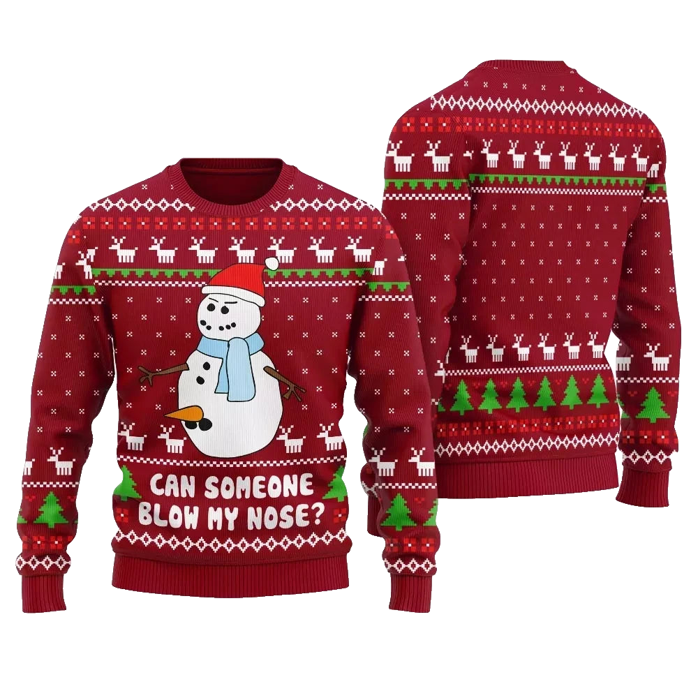 Can Someone Snowman Blow My Nose Ugly Christmas Sweater Red – Moonbestprint