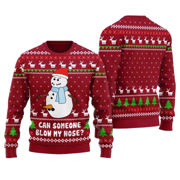 Can Someone Snowman Blow My Nose Ugly Christmas Sweater Red – Moonbestprint