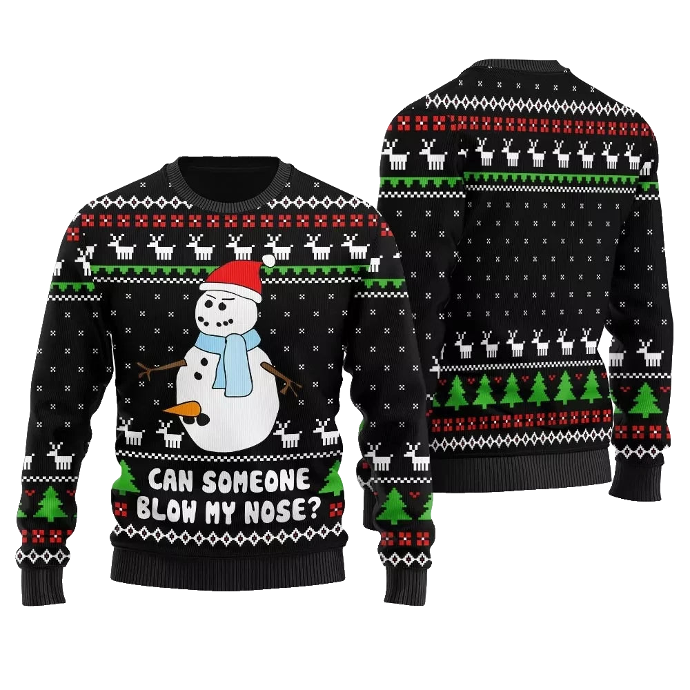 Can Someone Snowman Blow My Nose Ugly Christmas Sweater Black – Moonbestprint