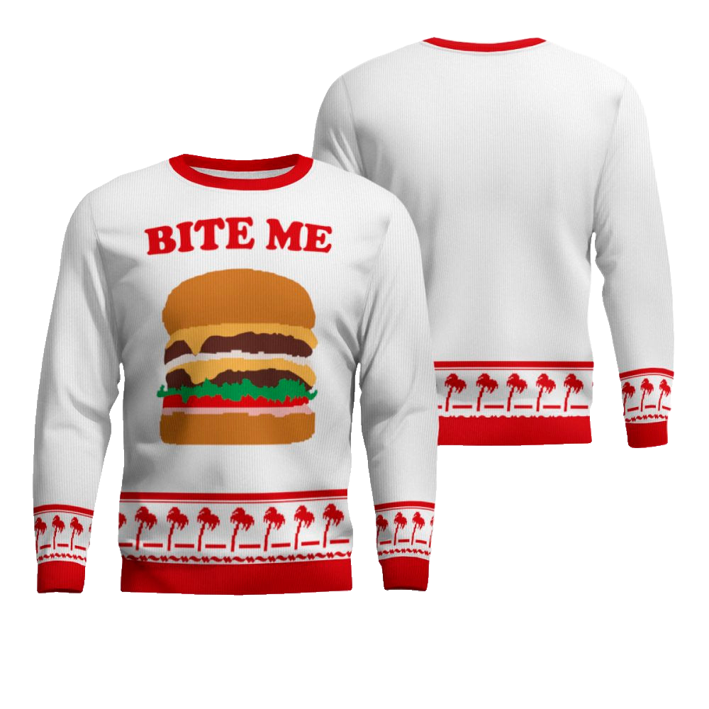 Burger Bite Me Ugly Christmas Sweater – Moonbestprint