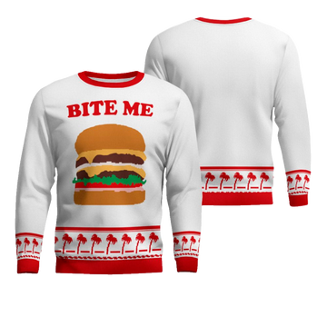 Burger Bite Me Ugly Christmas Sweater – Moonbestprint