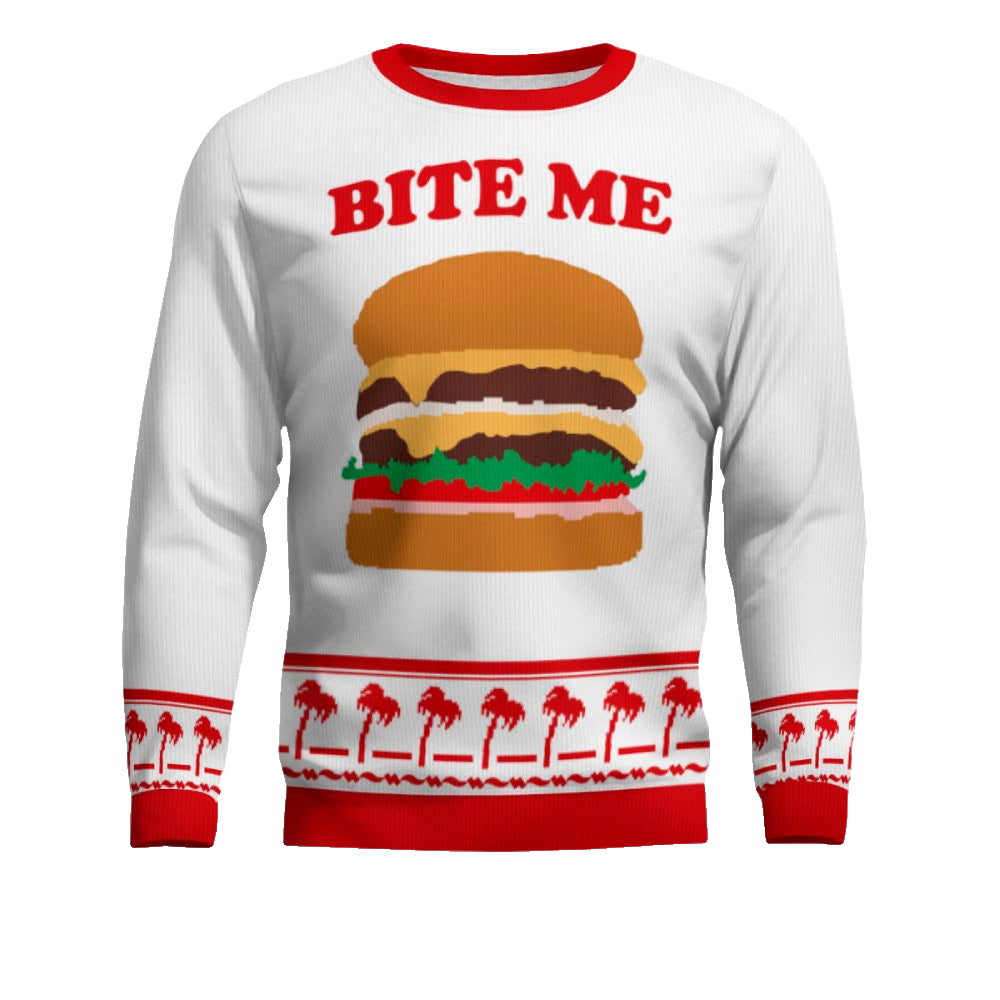 Burger Bite Me Ugly Christmas Sweater – Moonbestprint