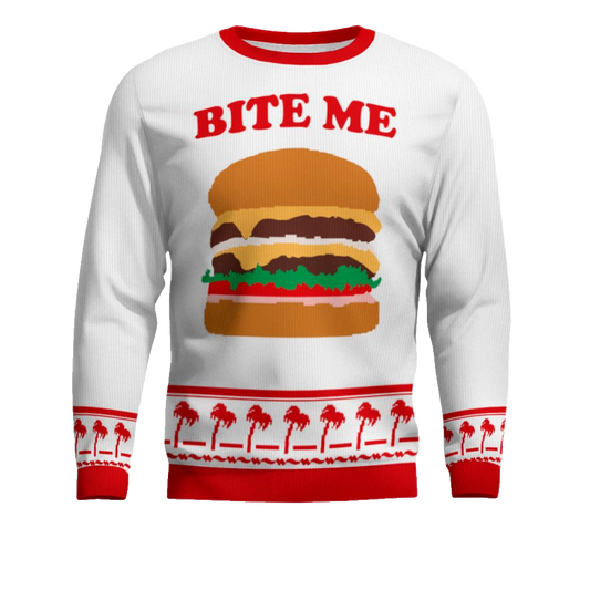 Burger Bite Me Ugly Christmas Sweater – Moonbestprint