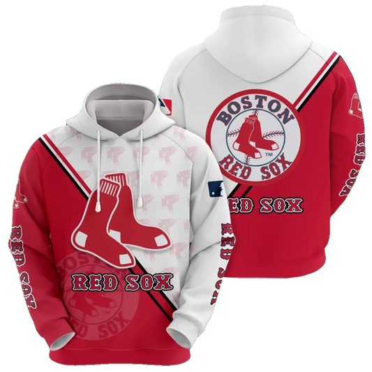 Boston Red Sox Logo 3D MLB All Over Print Hoodie -Moonbestprint