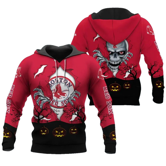 Boston Red Sox Halloween 3D MLB All Over Print Hoodie -Moonbestprint