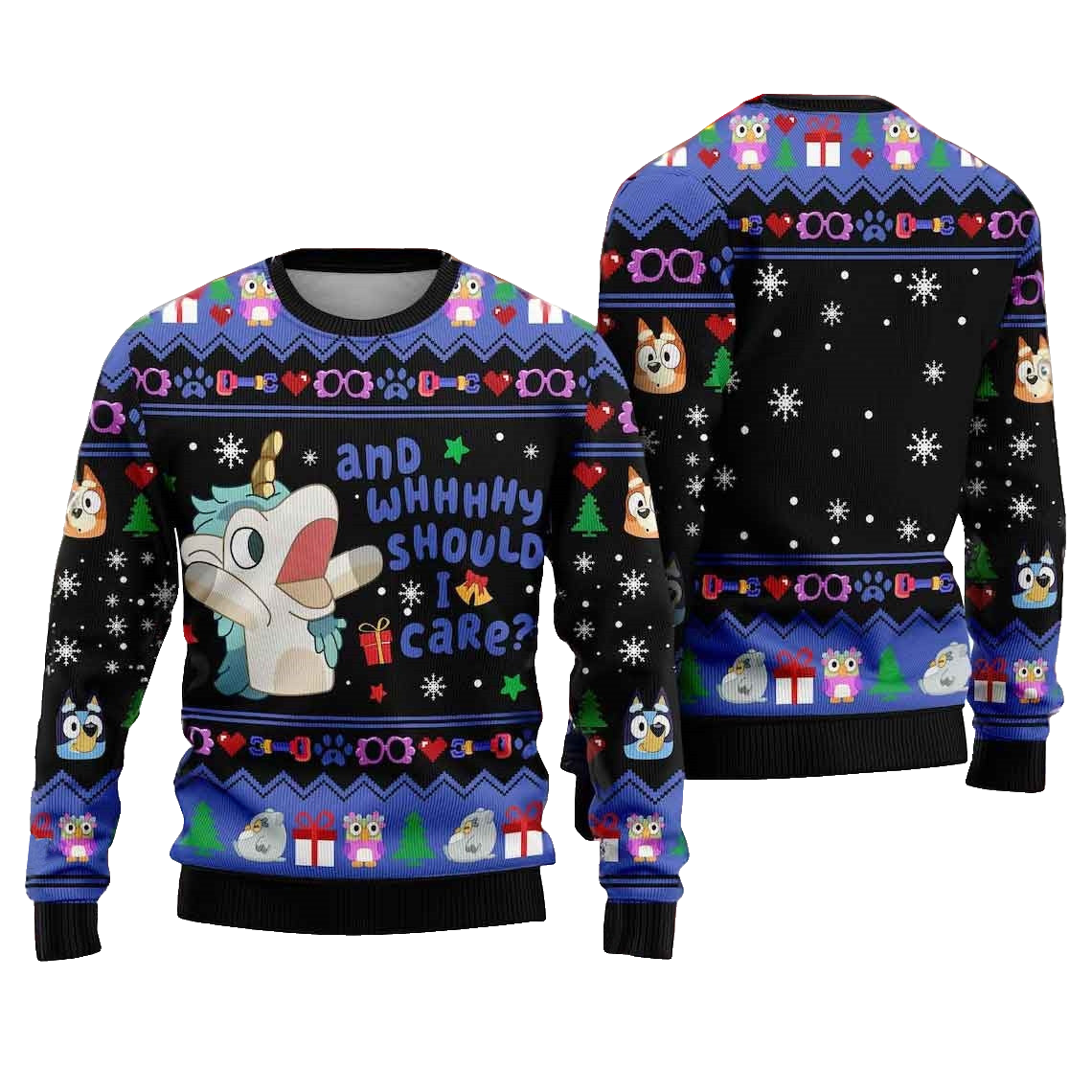 Bluey Unicorse Why Should I Care Ugly Christmas Sweater – Moonbestprint
