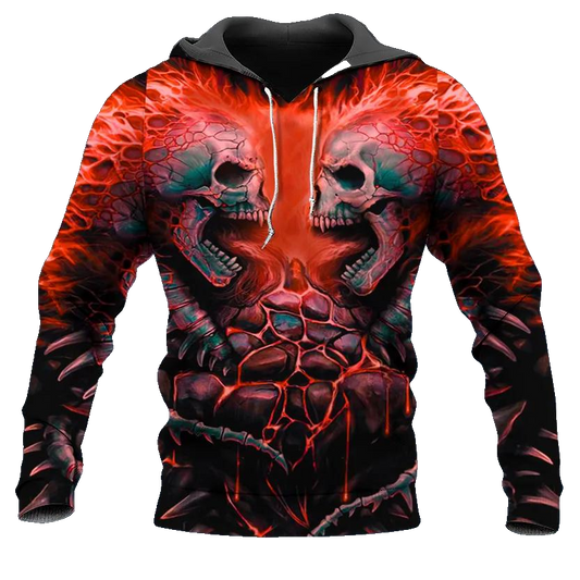Bloodthirsty War Skull 3D All Over Print Hoodie -Moonbestprint